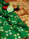 Green color lichi silk weaving saree with rich pallu