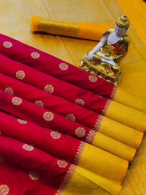 Dola silk jacquard weaving saree with zari work