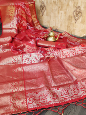 Mysore silk saree with zari weaving work