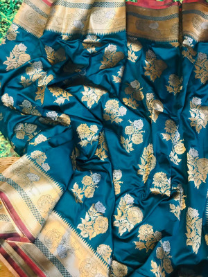 Rama green color kanchipuram silk handloom saree