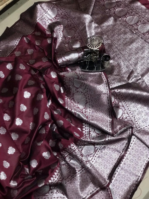 Magenta color soft banarasi silk saree with rich pallu