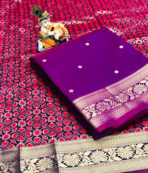 Soft banarasi cotton silk saree with zari work