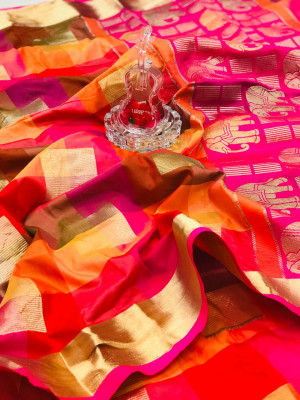 Banarasi weaving silk saree with golden zari work
