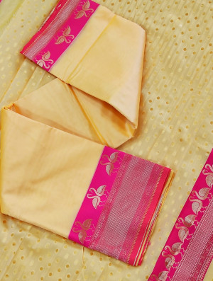 cream color soft banarasi silk saree with zari work