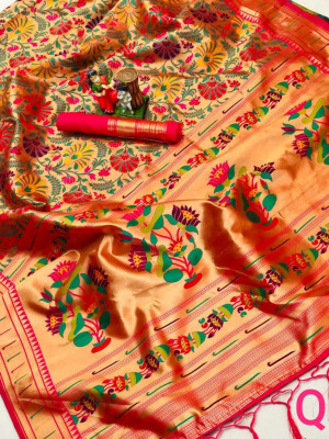 Kanchipuram silk saree with weaving work