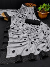 Gray color vichitra silk saree with embroidery work