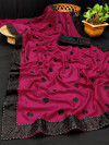 Magenta color vichitra silk saree with embroidery work