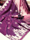 Magenta color ikkat silk saree with weaving work