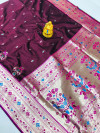 Brown color paithani silk saree with golden zari work