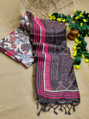 Magenta color mulmul cotton saree with beautiful print