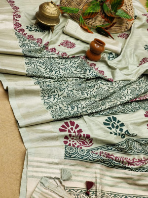 Pista green color soft mulberry silk saree with zari woven border
