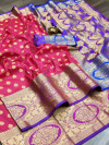 Gajari color banarasi silk saree with zari woven work