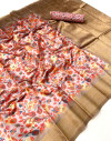 Gray color soft silk saree with digital printed work