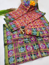 Red color soft cotton saree with patola printed work