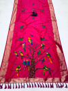 Gajari color paithnai silk saree with golden zari weaving work