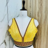 Bollywood style sequence work yellow color blouse