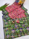 Pink color soft cotton saree with patola printed work