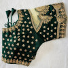 Heavy embroidery bridal work green color blouse