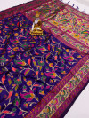 Royal blue color paithani silk saree with golden zari weaving work