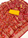 Red color dola silk saree with weaving work