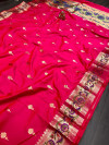 Rani pink color banarasi silk saree with golden zari weaving work