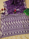 Magenta color raw silk saree with zari weaving work