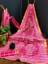 Rani pink color soft cotton saree with patola printed work