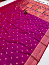 Magenta color paithani silk saree with copper zari weaving work