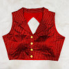 Red color stylish shirt collar blouse