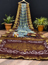 Gray and coffee color pure hand bandhej silk saree with zari weaving work