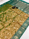 Mahendi green color banarasi silk saree with zari weaving work