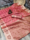 Gajari color soft cotton silk saree with zari weaving work