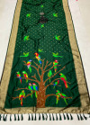 Dark green color Paithani silk saree with golden zari weaving work