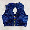 Navy blue color stylish shirt collar blouse
