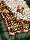 Green color pashmina silk saree with printed work
