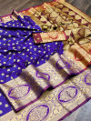 Violet color banarasi silk saree with zari woven work