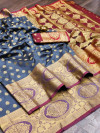 Gray color banarasi silk saree with zari woven work