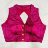 Rani pink color stylish shirt collar blouse