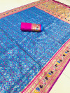 Sky blue color patola silk saree with zari weaving work