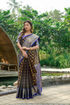 Coffee color kanchipuram silk saree with zari woven work
