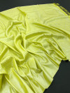 Lemon yellow color soft silk saree with zari weaving work