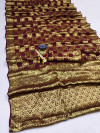 Maroon color art silk saree with zari weaving work