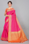 Rani pink color patola silk saree with zari woven work