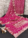 Rani pink color art silk saree with zari weaving work