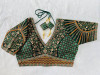 Embroidery copper zari with sequence blouse green color