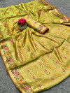 Mahendi green color soft banarasi silk saree with zari weaving work