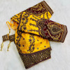 Embroidery copper zari with sequence blouse yellow color