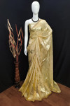 Yellow color soft georgette saree with zari weaving work