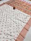 White color paithani silk saree with copper zari weaving work