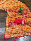 Orange color georgette saree with printed work